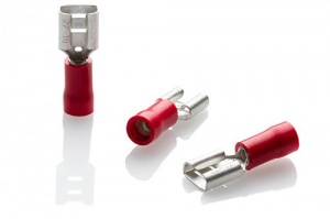 Red female push on connector - 100 pack (rf63)